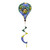 Goldfinches and Hydrangeas hot air balloon spinner with blue, green, and yellow bird and flower design.