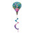 Springtime Hummingbirds Hot Air Balloon Spinner with pink, purple, and blue colors and floral design.