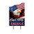 God Bless American Eagle Metal Art sign with eagle and flag design, patriotic garden decor.