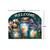 Acrylic art sign with three lit candles in jars and "WELCOME" text on floral background.