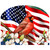 American Cardinal Acrylic Art Sign with USA flag and white flowers, featuring a red cardinal.