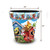 Medium Floral Birdhouses planter with colorful birds, birdhouses, and butterflies on a blue background.