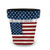 Wooden American Flag Medium Planter, red, white, and blue stars and stripes on wooden material.