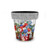 Small Red White and Beautiful Planter with black gingham and floral design on white background.
