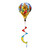 Cardinals and Sunflowers colorful hot air balloon spinner with red, blue and yellow spiral tail.