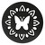 Black rubber stepping stone with white butterfly and floral design, Butterfly Rubber Stepping Stone.