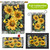 Elegant Sunflowers Collection garden decor set with yellow flowers and butterflies on black background.