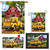 Yellow truck with flowers, red barn, garden flags, Flower Farm Truck Collection outdoor decor set.