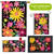Spring Fling Collection garden flags and decor with colorful floral designs on black background.
