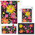 Spring Fling Collection garden flags with colorful floral design on black background in various display options.