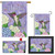 Hummingbird and Hydrangea Collection garden flags and pillow with purple background, green hummingbird, and flowers.