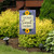 Blue checkered garden flag with sunflowers and "HOME Sweet HOME" on burlap material outdoor decor.