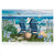 Seaside Escape Large LED Canvas Art, blue beach chairs, ocean view, sailboat, flowers, and seagulls.