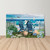 Seaside Escape Large LED Canvas Art with serene beach scene and blue Adirondack chairs on patio.