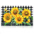 Large LED canvas art featuring bright yellow sunflowers on black checkered background with butterflies.
