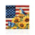 American Country Medium LED Canvas Art with blue bird, sunflowers, butterfly on USA flag background.