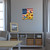 American Country Medium LED Canvas Art with patriotic floral design in a living room setting displayed.