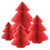 Red magnetic honeycomb paper Christmas trees in various sizes, multipack of four S-M-L-XL decorative trees.