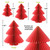 Red tree decorations, S-M-L-XL, precision cut honeycomb paper, magnetic, 4-pack, various sizes shown.