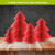 Red magnetic honeycomb paper Christmas trees in S, M, L, XL sizes, multipack of four.