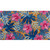 Pink and blue tropical floral coir doormat with hibiscus flowers and leaves on brown background 18x30.