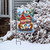 Winter Chipmunks Garden Flag with two chipmunks wearing red hats and scarves on a snowy background.