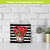 Striped Geraniums Metal Mini Moment, black and white stripes, red flowers in a silver pot decor.