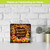 Metal mini moment sign with fall leaves and pumpkins, "Grateful, Thankful, Blessed" text on brown background.