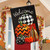 Patterned Pumpkin Stack Burlap House Flag with welcome text and vibrant orange, black, and white pumpkins.