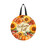 Welcome Fall Flowers Wood Door Hanger, round, orange sunflowers, pumpkins, and red berries on white.