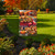Fall Puppy Pickup Garden Flag with adorable puppies, pumpkins, and red truck design outdoors.