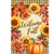 Welcome Fall Flowers garden flag with sunflowers, pumpkin, and leaves on a double-sided house flag.