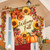 Welcome Fall Flowers Double-Sided House Flag with sunflowers, pumpkins, and fall leaves on a plaid background.