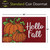 Hello Fall Pumpkins Coir Doormat, 18 x 30 inches, orange pumpkins on red background.