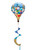Summer Gnomes Hot Air Balloon Wind Twister with colorful gnome and beach design, blue and gold streamers.