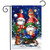 Warm Wishes Gnomes Garden Flag with friendly gnomes, owl, and squirrel in winter scene.