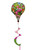 Deluxe Hummingbird Feeder hot air balloon spinner with colorful floral design and pink green tail.