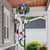 Happy Holiday Gnomes hot air balloon spinner with colorful gnomes and spiral design outdoor decoration.