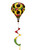 Ladybugs and Sunflowers hot air balloon spinner with colorful ribbon, yellow, red and green hues.