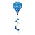 Blue hot air balloon spinner with white snowflakes and blue ribbon, Let It Snow design.