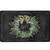 Home Sweet Home Wreath Comfort Mat, black floral design with bow and decorative border.