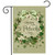 Lucky Wreath Garden Flag with green bow and shamrocks on sage background for St. Patrick's Day.