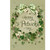 Lucky Wreath Garden Flag with green bow, shamrocks, and white flowers on sage green background.
