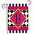 Neon Checkerboard Monogram Garden Flag with pink, black, and yellow design, featuring a large B.
