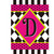 Neon checkerboard monogram garden flag with pink, black, and green design, featuring large D letter.