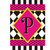 Neon Checkerboard Monogram Garden Flag with pink, black, white, and green colors, featuring letter P.