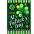Green Happy St. Patrick's Day house flag with shamrocks and plaid background design.