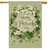 Lucky Wreath House Flag with green bow, shamrocks, and Happy St. Patrick's Day text.