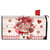Love Bouquet Mailbox Cover with pink roses, hearts, and red accents on white wood grain background.