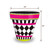 Neon Checkerboard Medium Planter, 11 inches tall and wide, black, white, pink, yellow, checkered design.
